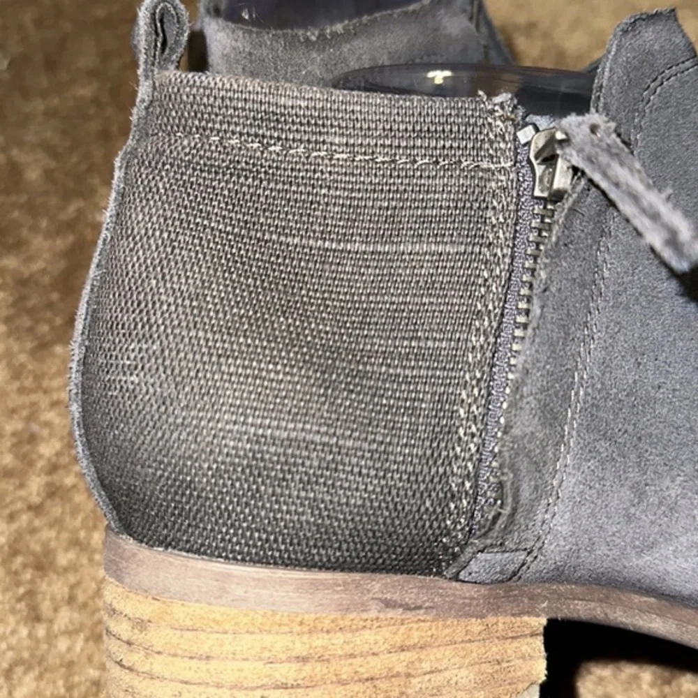 Toms Grey Suede Booties 9 side‎ zip